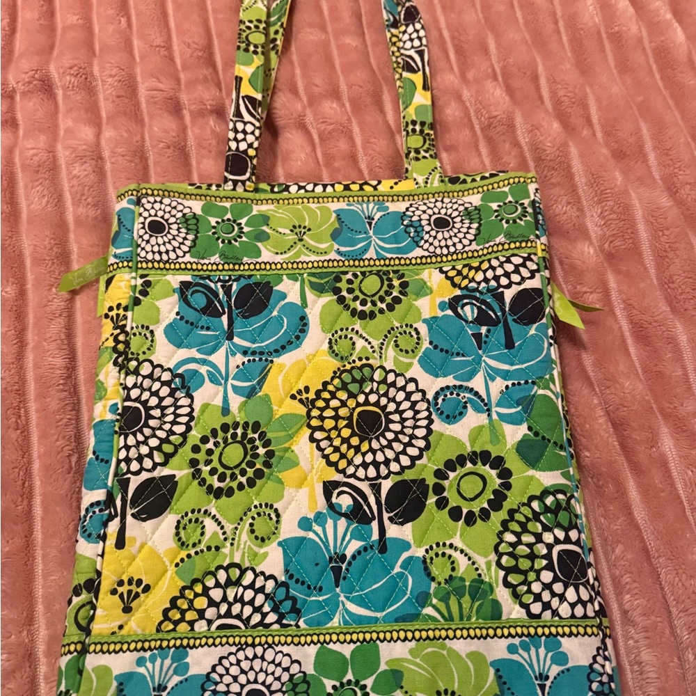 Vibrant Floral Tote Bag in Green and Blue lap top bag